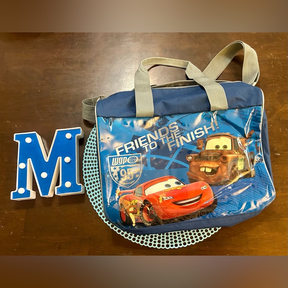 2012 Disney Cars "Friends to the Finish" Blue 18" Duffle Bag, used